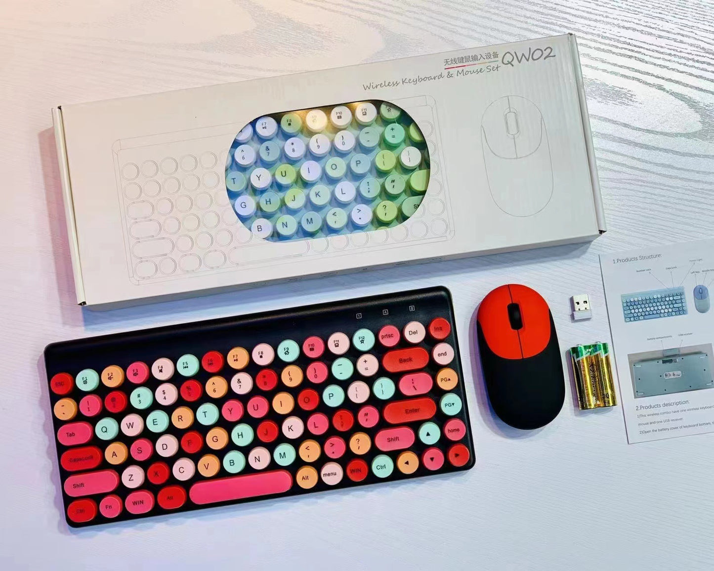 Retro Dot Keyboard and Mouse Set Wireless