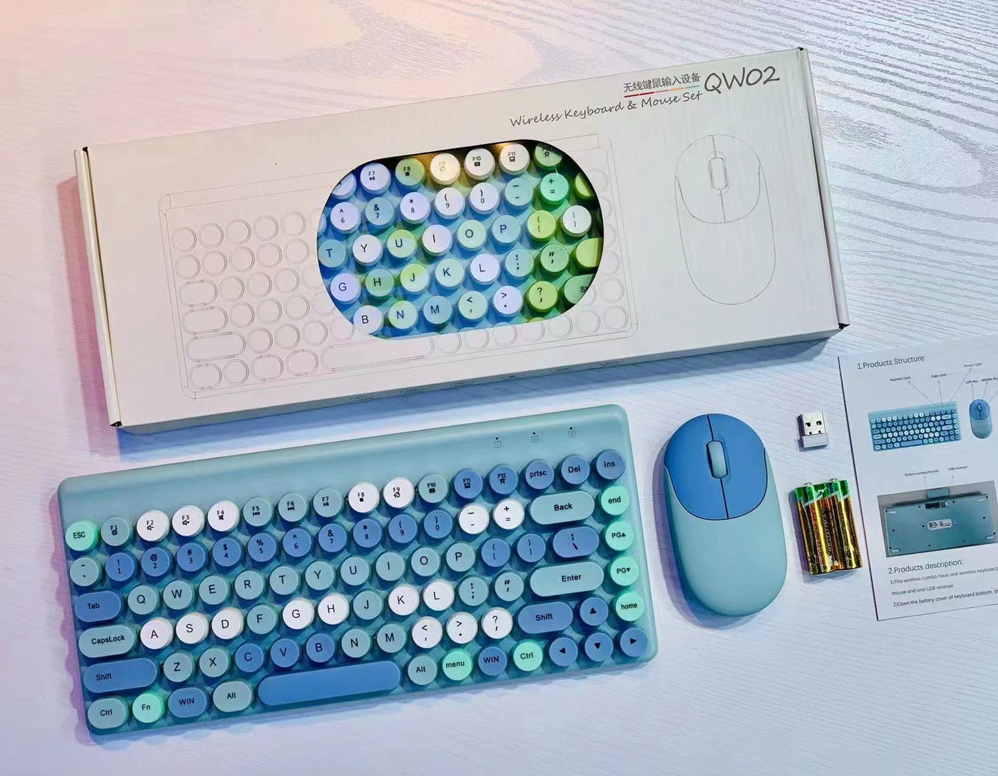 Retro Dot Keyboard and Mouse Set Wireless