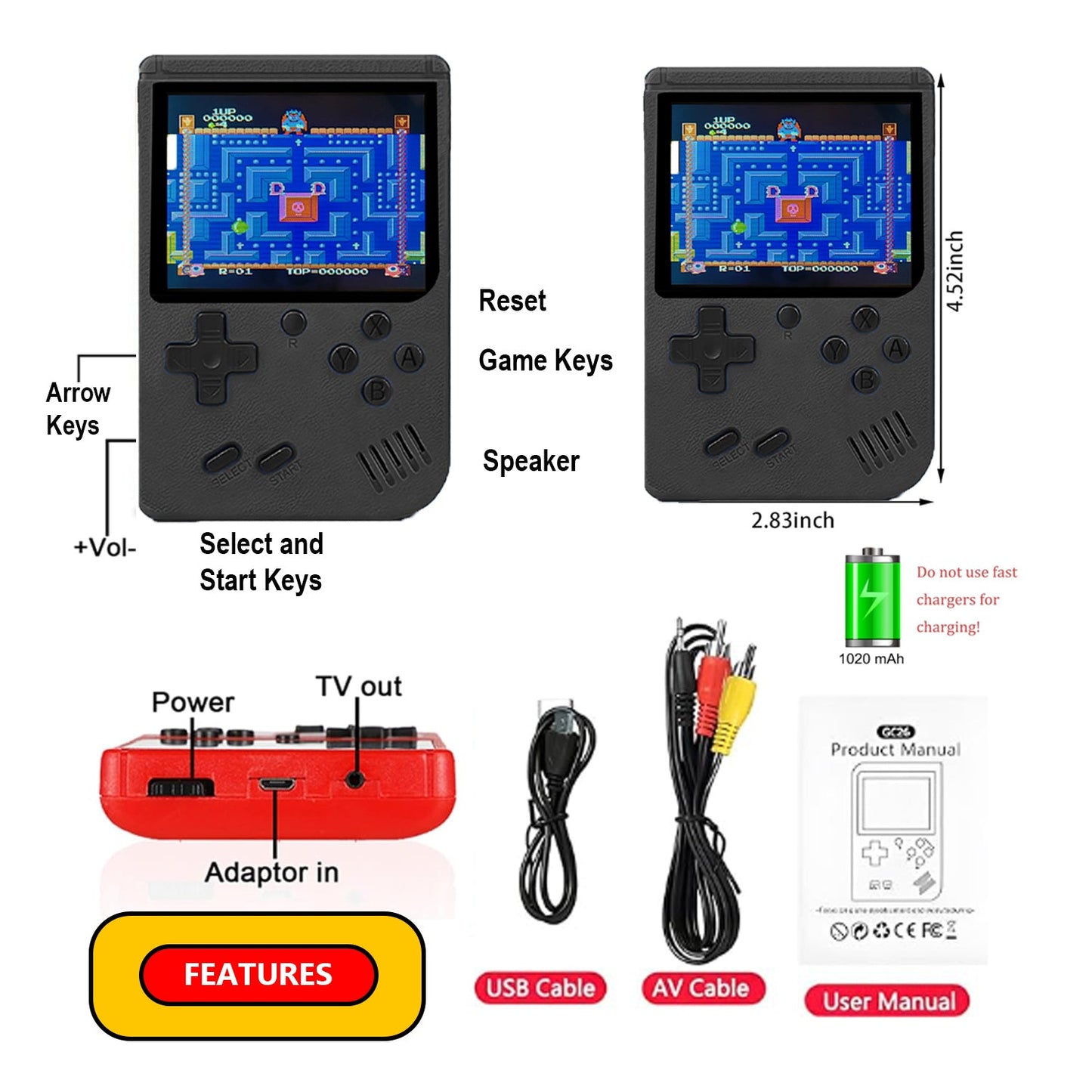 Retro Handheld Video Game Console
